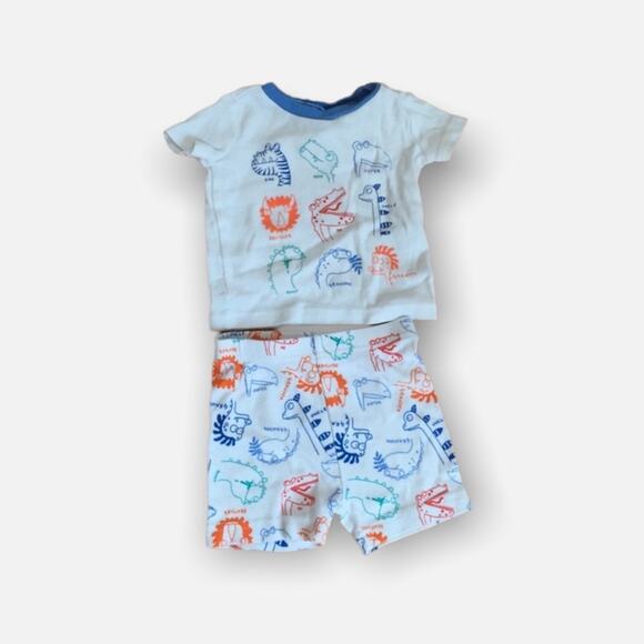 The Children's Place Two Piece Short-Sleeve Shorts Dinosaur PJS 0-3 Months - Picture 1 of 5